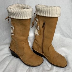 UGG Brown Skylar Wedge suede/knit Tall Boot size 6